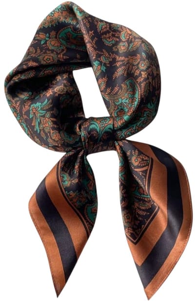 Dames Sjaal Choco bruin gebloemd 70x70 cm | Vierkante Sjaal-tje voor Vrouwen |Youhomy accessoires Neksjaaltje | Klein Sjaaltje | Dames Halsdoek | | Stewardess Sjaaltje| Moederdag cadeau| Valentijns cadeau voor dames