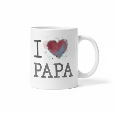 330ml I Love Papa Mok – Hart Design Beker – Mooi Cadeau voor Papa, Vaderdag, Verjaardag & Bedankmomenten