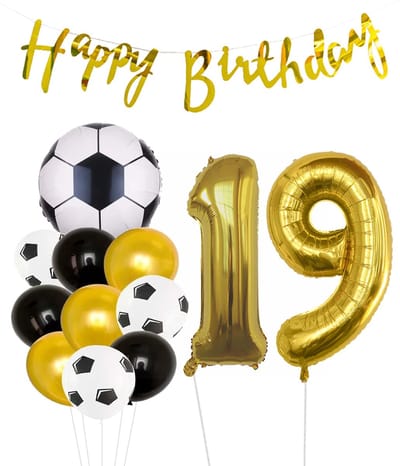 Cijfer Ballon 19 | Snoes Champions Voetbal Plus - Ballonnen Pakket | Goud en Zwart