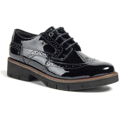 Pod Kacey Leren Dames Zwarte Brogues Schoenen