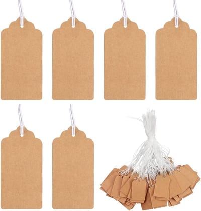 Lege prijslabels van kraftpapier met hangkoord - 500 stuks voor cadeaus, handwerk en evenementen