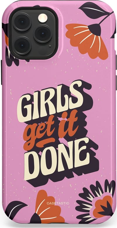 Casetastic hoesje geschikt voor Apple iPhone 12 / Apple iPhone 12 Pro - MagSafe - Dubbellaagse bescherming - Girls get it done - Fashion Case - Lila Donkergrijs Terracotta