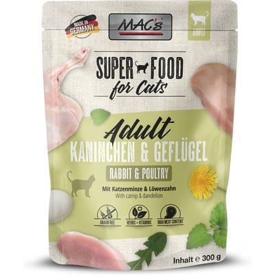 6x 300g MAC's Cat Pouch Konijn & Gevogelte natvoer voor katten
