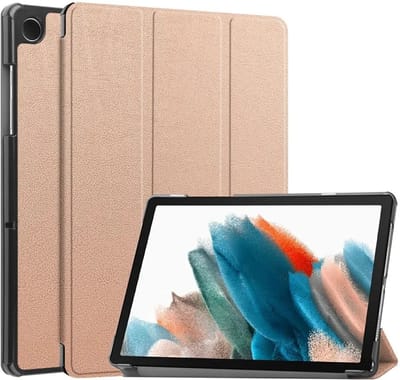 Tablet Hoes Geschikt voor Samsung Galaxy Tab A11 Plus / Tab A9 Plus | Book Case met Standaard | Kunstlederen Beschermhoes | Tri-fold | Roze Goud