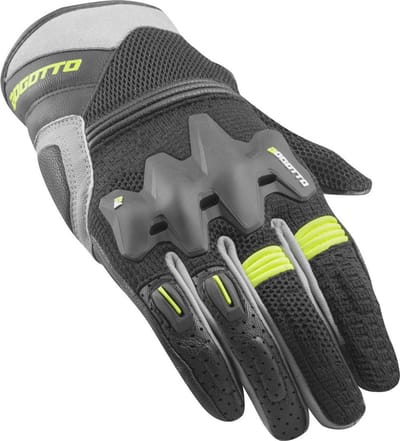 Bogotto Xatran Geperforeerde Zwart Grijs Neon Geel Handschoenen - Handschoen
