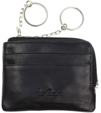Tony Perotti Leren Sleuteletui met rits en 2 creditcardvakjes - Zwart
