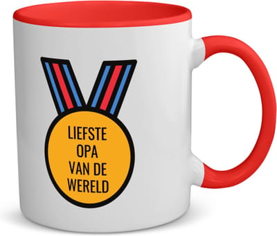 Akyol - liefste opa van de wereld koffiemok - theemok - rood - Opa - de liefste opa - verjaardagscadeau - verjaardag - cadeau - cadeautje voor opa - opa artikelen - kado - geschenk - gift - 350 ML inhoud