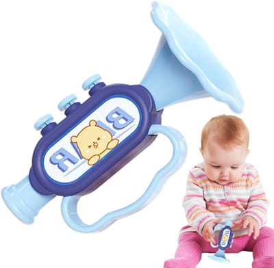 Babytrompet - Kinder trompet speelgoed - Muziek ontdekken - Veilig ABS materiaal - 25 x 21 x 11 cm - Blauw