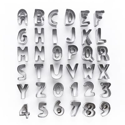 Dailygoods- Uitsteekvormen 36 Stuks - Roestvrij Stalen Letters/Cijfers - Koekjes Snijmachine - Duurzaam/Herbruikbaar - Multifunctioneel - Ideaal voor Thuis Koken - Koekjesvormpjes
