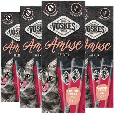 Voskes Kattensnack Liquid Treat Zalm - 4 x 20x15 gr - Voordeelverpakking