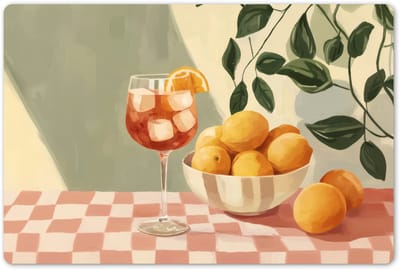 Placemats 45x30 cm - Placemat kunststof - 1 stuk - Citroenen - Glas - Tafelkleed - Geblokt - Borden onderleggers - Decoratie voor op tafel - Keuken tafeldecoratie accessoires - Vinyl onderlegger - Tafelversiering