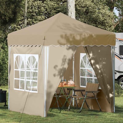 vidaXL - Pop-up - Feesttent - 195 - x - 195 - x - 245 - cm - Crèmekleurig - Oxford - Stof