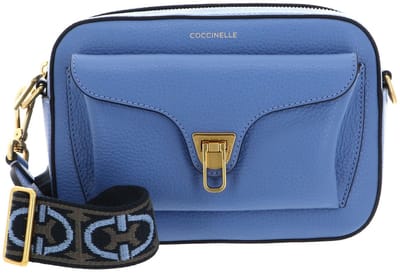 COCCINELLE Leren Schoudertas Beat Soft Ribb Crossbody Bag Grained Leather Azul Blauw