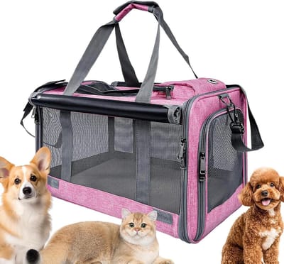 Dierenvervoerder Tas - Reisdraagtas Kat - Veilig Vervoer - Goede Ventilatie - 46 x 30 x 30 cm - Roze