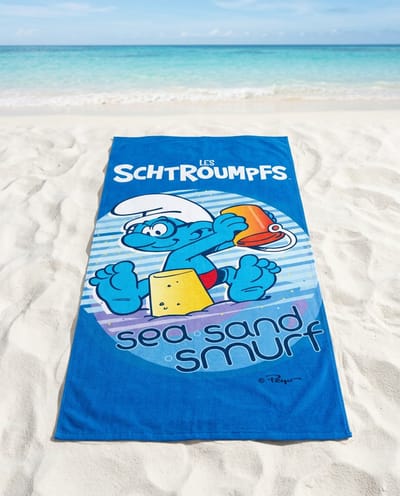 Smurfen Sea Sand strandlaken 70 x 140 cm polyester