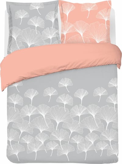 VISION Ginko - Tweezijdig omkeerbaar Dekbedovertrekset - 100% katoen: zacht en soepel - Tweepersoons - Dekbedovertrek 200 x 200 cm met 2 bijhorende slopen - Antraciet / Grijs - Oekotex gecertificeerd