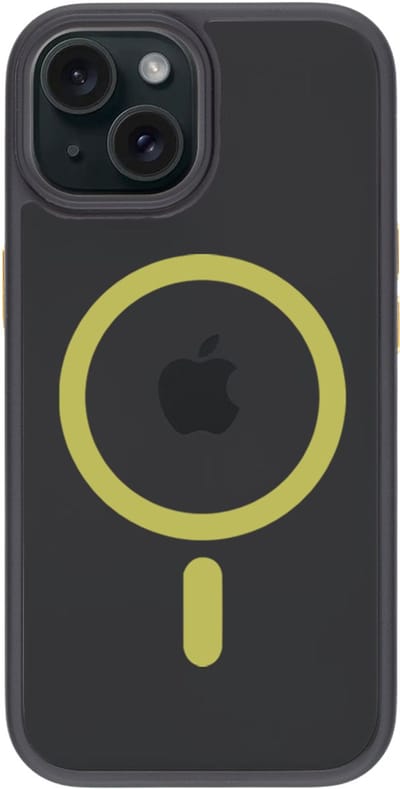 Tactical iPhone 15 MagForce Hyperstealth 2.0 Cover – Hoesje met Losse Klikbare Knoppen – Black/Yellow