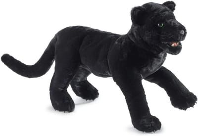 Zwarte Panter Handpop - Pluche Dier - Verhalen Vertellen - Bewegende Kaak - 71 cm - Zwart