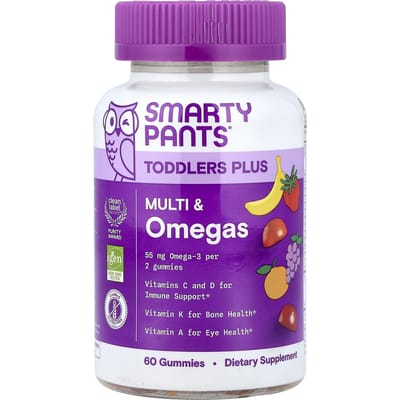 SmartyPants, Peuter Plus, Multi & Omega, Druif, Sinaasappel, Aardbei, Banaan, Gummies, 60 Stuks