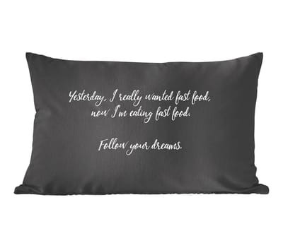 Sierkussens - Kussentjes Woonkamer - 50x30 cm - Yesterday I really wanted fast food - Fastfood lover - Quotes - Spreuken - Eten