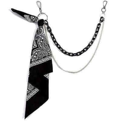 Broekketting - Tailleketting - Hanger Tailleketting - Hip Hop Jeansketting - Punk - Zwarte riem - Rapper Rock Accessoire - Dubbele ketting - Zwart