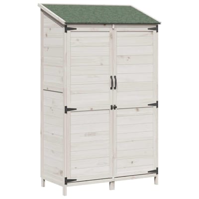 vidaXL - Tuin - Shed - met - dak - Wit - 106,5 - x - 56 - x - 176 - cm - Massief - Vurenhout