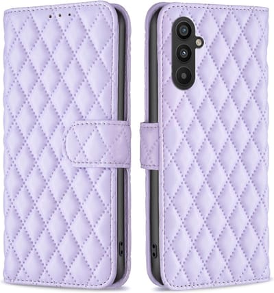 BINFEN Hoesje - Geschikt voor Samsung Galaxy A25 Hoesje - BINFEN Rhombus Book Case - Lavendel
