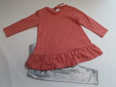 Ensemble - Jurk + legging - Oranje + glitter grijst - 6 maand 68