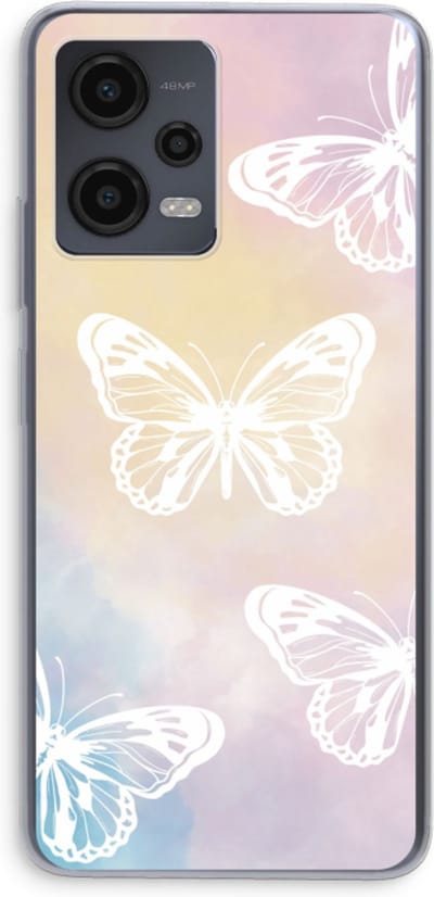 Case Company® - Hoesje geschikt voor Xiaomi Redmi Note 12 hoesje - White butterfly - Soft Cover Telefoonhoesje - Bescherming aan alle Kanten en Schermrand