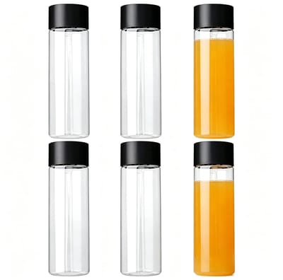 Dailygoods - Dailygoody - 6 Pak van Heldere Sapflessen - Herbruikbare Drinkflessen - Voedselveilige - Geschikt voor Sap en Smoothies - Transparant