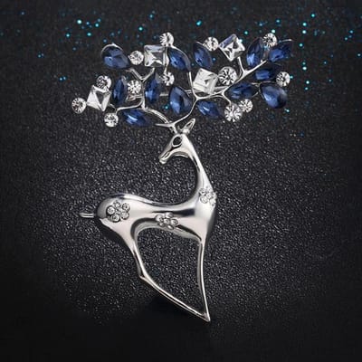 Mode Blauw Glas Kristal Herten Broche Reversspelden Mode Sieraden Accessoires gray