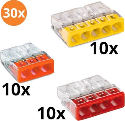 30st Wago lasklemmenset | serie 2273 | 3 voudig / 4 voudig / 5 voudig |(30 stuks) | WAGO
