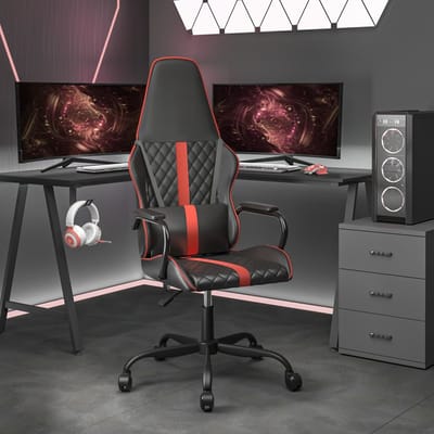 vidaXL - Massage - gamestoel - kunstleer - zwart - en - rood