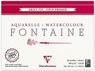 Koudgeperste Aquarel Pad 18x24 cm 300 gsm 25 vellen