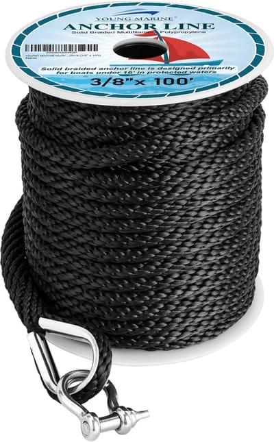 Premium Gevlochten Ankerlijn 3/8 Inch - 100FT en 150FT - Lichtgewicht en Hoge Sterkte