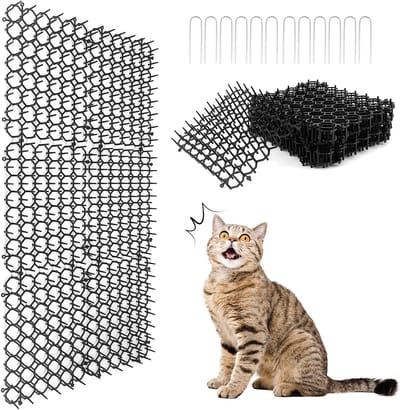 Effectieve Kat Afschrikmat met Stekels - Anti-Kat Mat voor Tuin en Hek, 12 Stuks, 7.9x6.1 inch, Voorkom Graafgedrag en Bescherm Planten