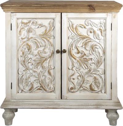 Clayre & Eef Dressoir 91x38x100 cm Wit Bruin Hout