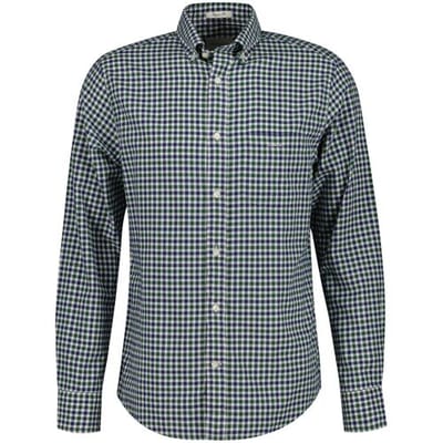 Gant Casual Overhemd Twill Ruit Groen - Maat L - Heren - Overhemden Casual