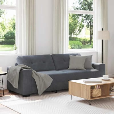vidaXL - 3-zitsbank - donkergrijs - 220x78x80 - cm - fluweel