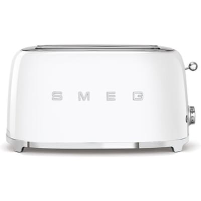SMEG TSF02WHEU Broodrooster - 4 Sneden - 2 Lange Sleuven - 1500W - 6 Bruiningsstanden - Ontdooifunctie, Opwarmfunctie & Bagelfunctie - '50s Style - Wit