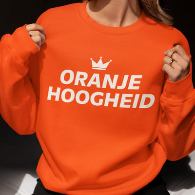 Oranje Koningsdag Sweater Oranje Hoogheid - MAAT XS - Feestkleding & Carnavalskleding