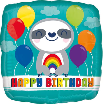 Amscan Folieballon Happy Birthday Sloth With Rainbow 43 Cm