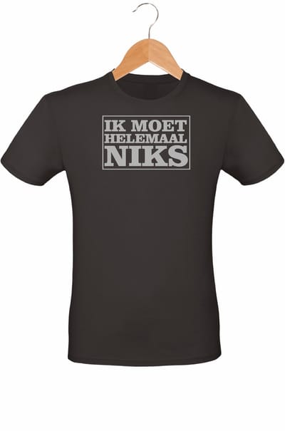 Mijncadeautje - Voordeel Cadeauset - T-shirt van 100% BIO katoen + Cap van 100% katoen - Ik moet helemaal NIKS - opdruk Grijs - T-shirt maat 3XL