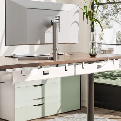 Kabelmanagement Tray Set van 2, 120 cm, Stalen Kabelschaal voor Bureau, Voorkom Kabelrommel en Bespaar Ruimte, Eenvoudig te Monteren, Wit