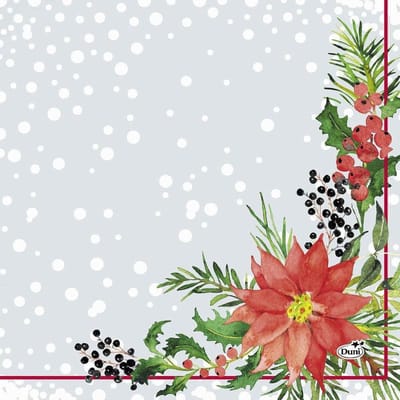 Duni Servetten Xmas Flowers 3-laags 33 X 33 Cm Papier 20 Stuks