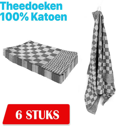 Kitchen Towel Theedoek 65 x 65cm - 6 Stuks Zwart