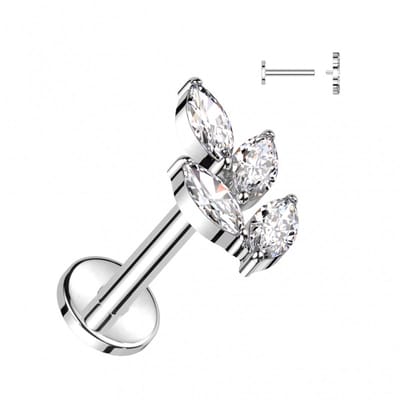 Piercing titanium blaadje marquise 1.2x6 - zilver - LMPiercings