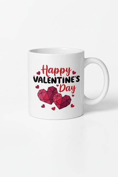 Valentijnsdag Mok - Happy Valentine's Day met Geometrische Harten | Romantisch Cadeau