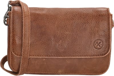 Hide & Stitches Paint Rock Crossbody Schoudertas - 100% Leder - Met flap - Leren Dames Tas - Cognac
