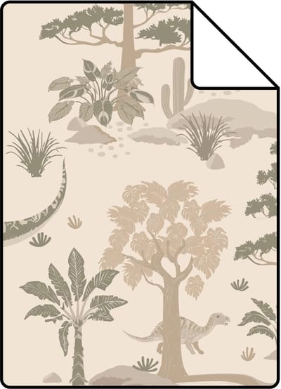 Proefstaal ESTAhome behang dinosaurussen lichtbeige - 26.5 x 21 cm - 132175-S